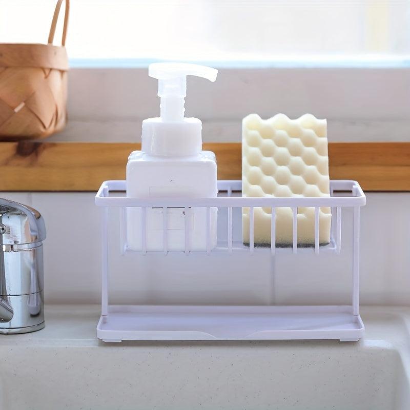 Sponge Rack with Dish Soap Storage and Cleaning Tool Basket