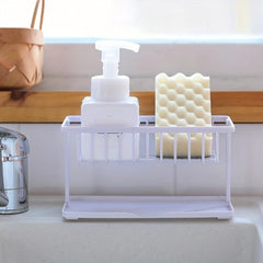 Sponge Rack with Dish Soap Storage and Cleaning Tool Basket