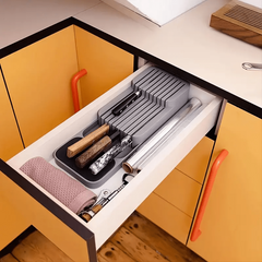 Two Stage Cutlery Storage Box Drawer Organizer Tray Utensil Rack