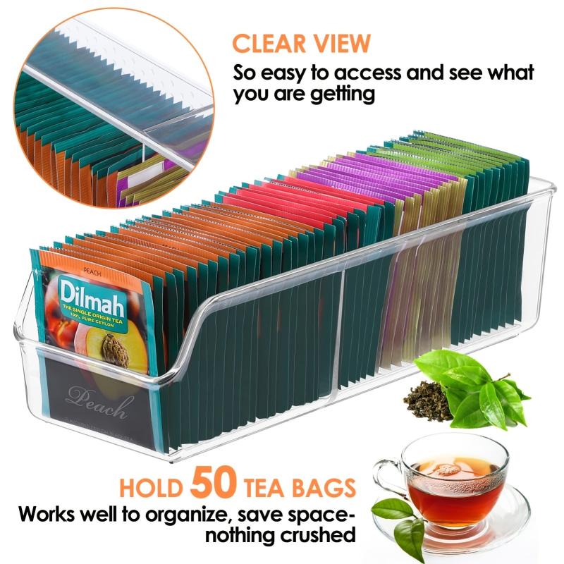 Tea Bag Organizer Tea Bag Storage Holder Clear Storage Bins For Kitchen