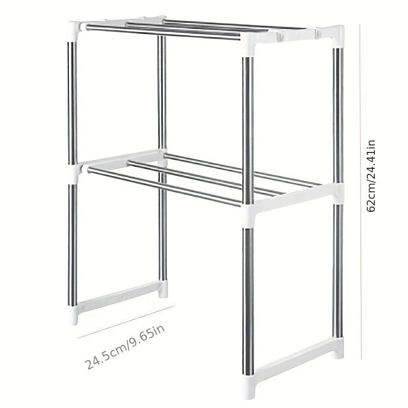 Retractable Microwave Oven Rack Double Layer Storage Bracket