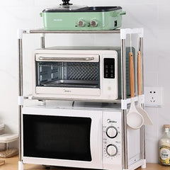Retractable Microwave Oven Rack Double Layer Storage Bracket