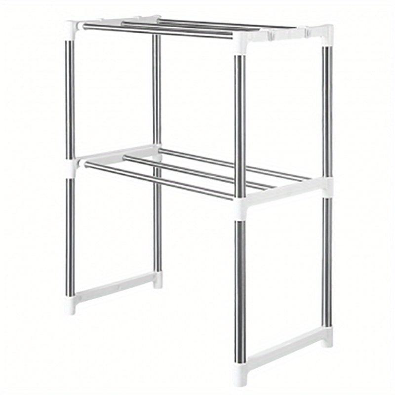 Retractable Microwave Oven Rack Double Layer Storage Bracket