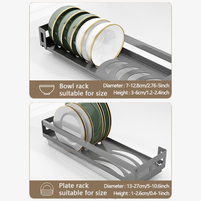 Stainless Steel Kitchen Rack with Bowl Plate Drain Spoon Wall Mounted