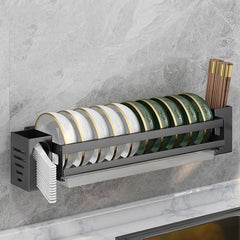 Stainless Steel Kitchen Rack with Bowl Plate Drain Spoon Wall Mounted