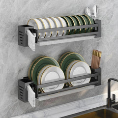 Stainless Steel Kitchen Rack with Bowl Plate Drain Spoon Wall Mounted