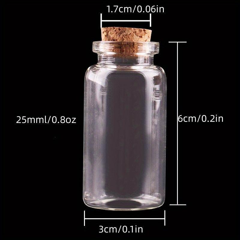 3pcs Clear Glass Bottles With Cork Stopper Empty Spice Jars DIY Crafts