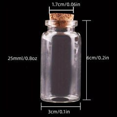 3pcs Clear Glass Bottles With Cork Stopper Empty Spice Jars DIY Crafts