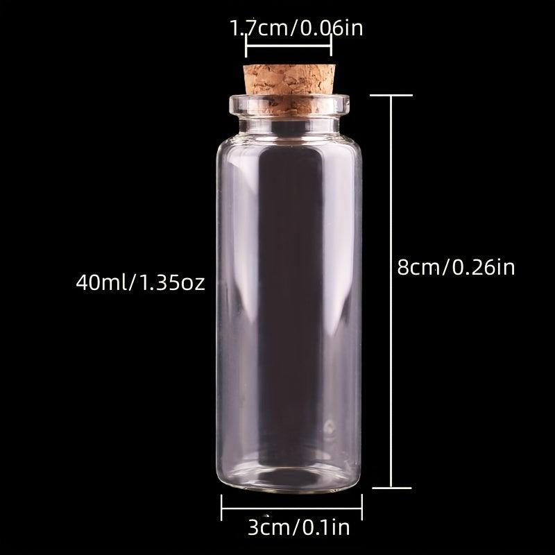 3pcs Clear Glass Bottles With Cork Stopper Empty Spice Jars DIY Crafts