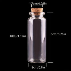 3pcs Clear Glass Bottles With Cork Stopper Empty Spice Jars DIY Crafts