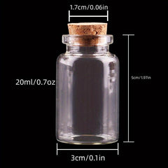 3pcs Clear Glass Bottles With Cork Stopper Empty Spice Jars DIY Crafts