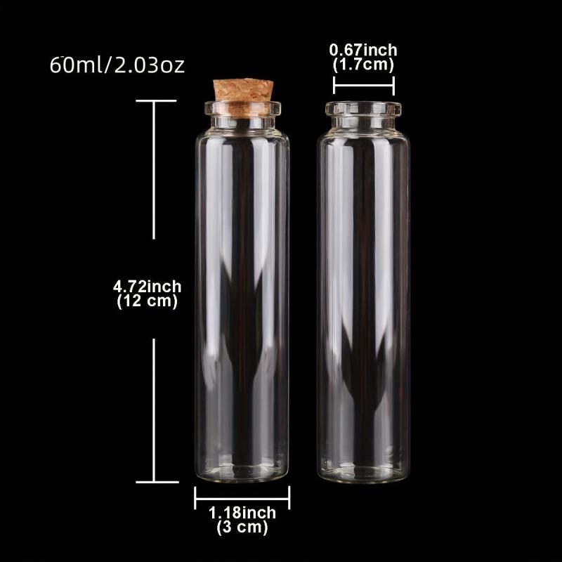 3pcs Clear Glass Bottles With Cork Stopper Empty Spice Jars DIY Crafts