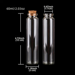 3pcs Clear Glass Bottles With Cork Stopper Empty Spice Jars DIY Crafts