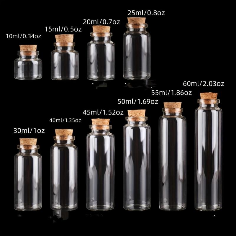 3pcs Clear Glass Bottles With Cork Stopper Empty Spice Jars DIY Crafts