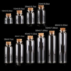 3pcs Clear Glass Bottles With Cork Stopper Empty Spice Jars DIY Crafts