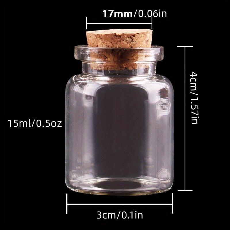 3pcs Clear Glass Bottles With Cork Stopper Empty Spice Jars DIY Crafts