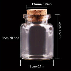 3pcs Clear Glass Bottles With Cork Stopper Empty Spice Jars DIY Crafts