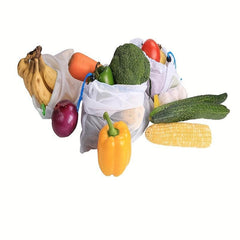 Reusable Fruit Veg Mesh Bags Drawstring Shopping Bags