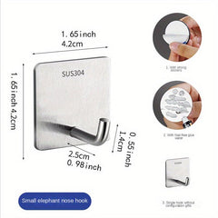 1pc Stainless Steel Punch Hook Wall Sticky Hook