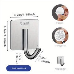 1pc Stainless Steel Punch Hook Wall Sticky Hook
