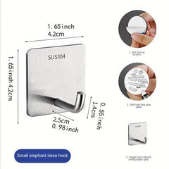1pc Stainless Steel Punch Hook Wall Sticky Hook