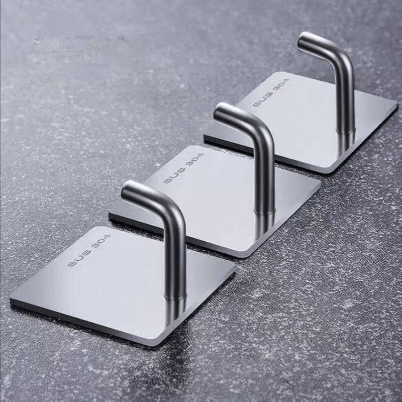 1pc Stainless Steel Punch Hook Wall Sticky Hook