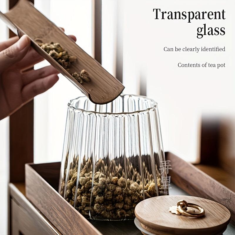 Striped Sealed Jar With Bamboo Lid Candy Jars