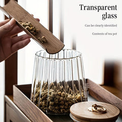 Striped Sealed Jar With Bamboo Lid Candy Jars