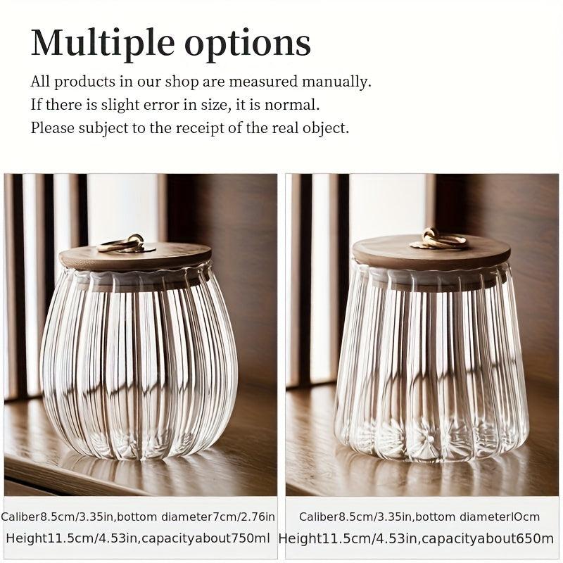 Striped Sealed Jar With Bamboo Lid Candy Jars