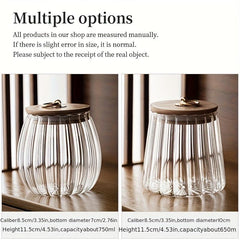 Striped Sealed Jar With Bamboo Lid Candy Jars