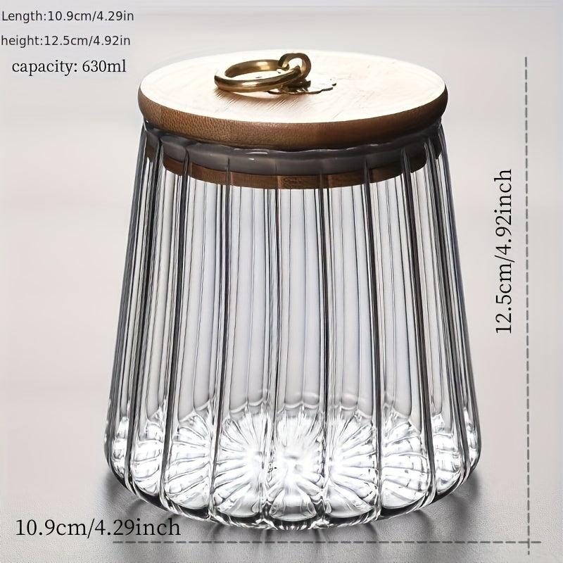 Striped Sealed Jar With Bamboo Lid Candy Jars