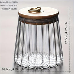 Striped Sealed Jar With Bamboo Lid Candy Jars