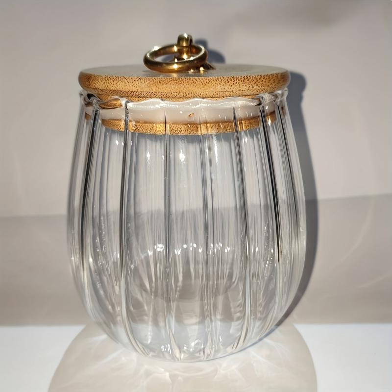 Striped Sealed Jar With Bamboo Lid Candy Jars