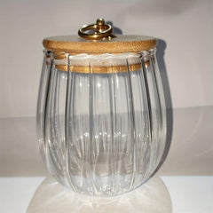 Striped Sealed Jar With Bamboo Lid Candy Jars