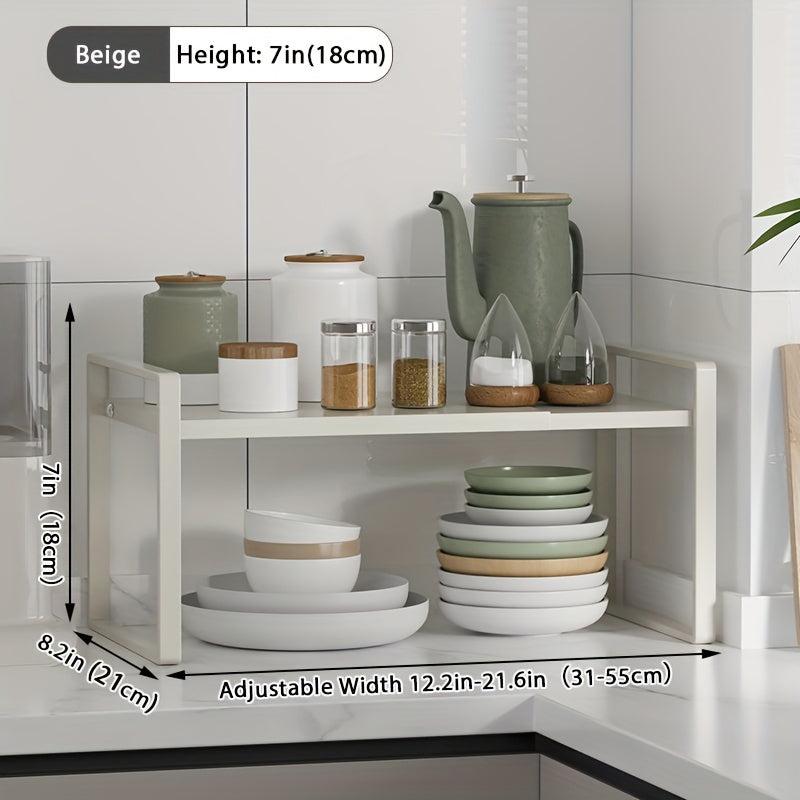 Adjustable Retractable Storage Rack Pot Dish Plate Rack Kitchen Seasoning Rack