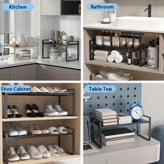 Adjustable Retractable Storage Rack Pot Dish Plate Rack Kitchen Seasoning Rack