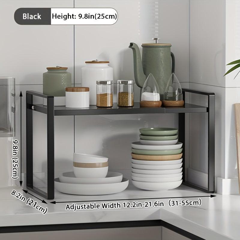 Adjustable Retractable Storage Rack Pot Dish Plate Rack Kitchen Seasoning Rack