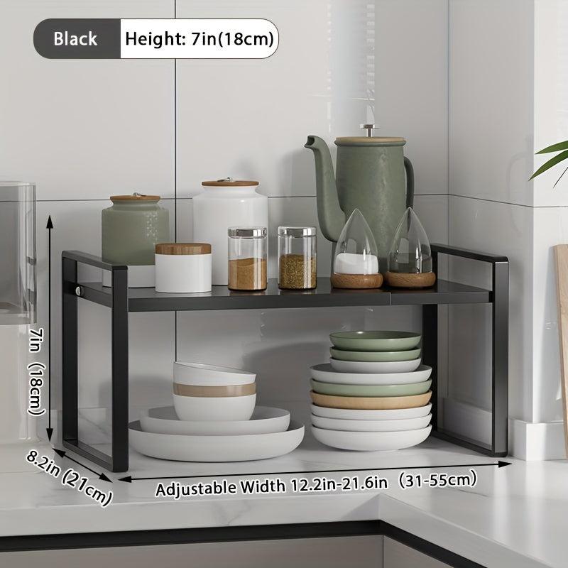 Adjustable Retractable Storage Rack Pot Dish Plate Rack Kitchen Seasoning Rack