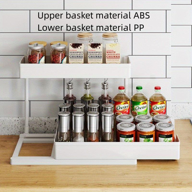 2 Tier Under Sink Organizer L Shaped Sliding Cabinet Basket
