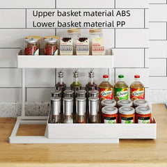 2 Tier Under Sink Organizer L Shaped Sliding Cabinet Basket