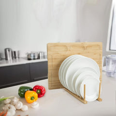 Bamboo Dish Plate Bowl Drainer Storage Cup Book Pot Lid Cutting Board Drying Rac