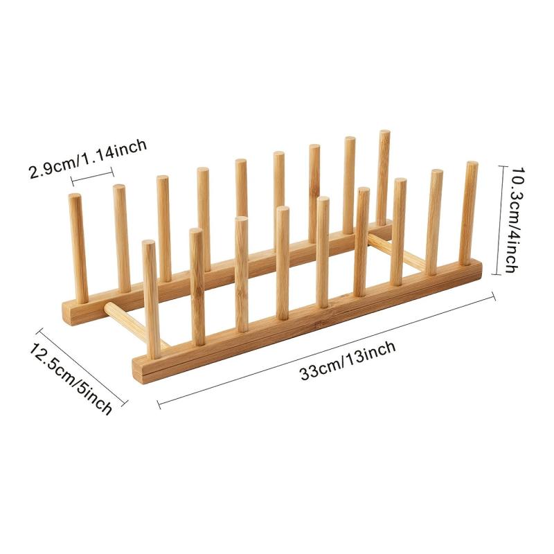 Bamboo Dish Plate Bowl Drainer Storage Cup Book Pot Lid Cutting Board Drying Rac