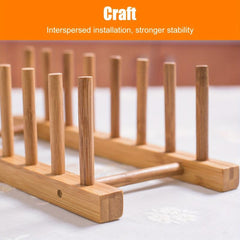 Bamboo Dish Plate Bowl Drainer Storage Cup Book Pot Lid Cutting Board Drying Rac