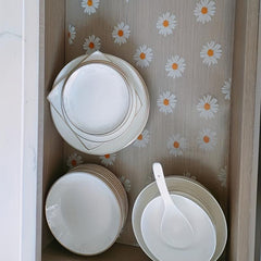 Portable Daisy Pattern Drawer Liner Anti-slip Clear PEVA Waterproof