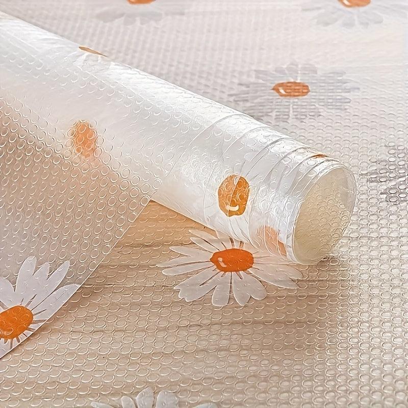 Portable Daisy Pattern Drawer Liner Anti-slip Clear PEVA Waterproof