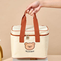 Bear Pattern Insulation Lunch Bag for Camping Picnic Beach