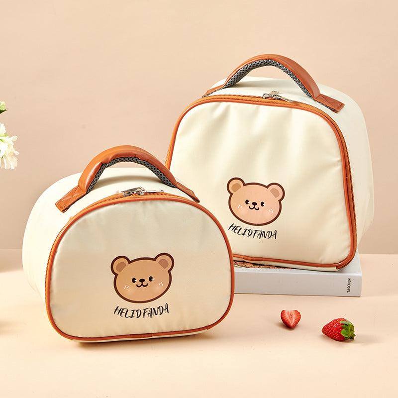 Bear Pattern Insulation Lunch Bag for Camping Picnic Beach