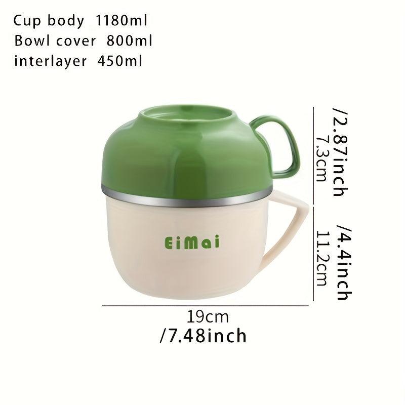 Stainless Steel Insulated Noodles Bowl Fast Food Cup Portable Lunch Box Set