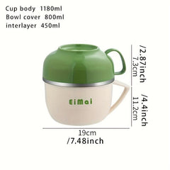 Stainless Steel Insulated Noodles Bowl Fast Food Cup Portable Lunch Box Set
