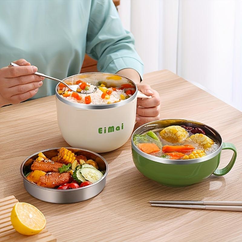 Stainless Steel Insulated Noodles Bowl Fast Food Cup Portable Lunch Box Set